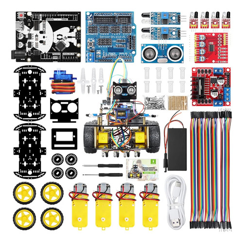 Kit Carro 4wd Robot Seguidor De Línea Y Evasor De Obstáculos