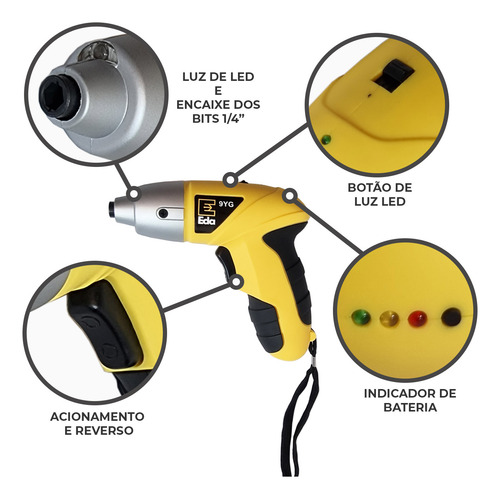 Parafusadeira Reversível Bateria Lítio 4,8v Luz Led Bivolt