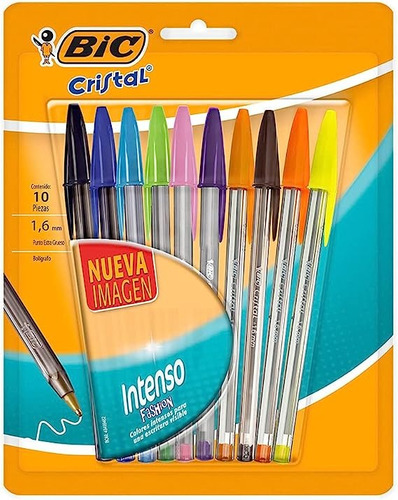 Pluma Bolígrafo BIC Cristal Intenso Fashion 1.6mm x10
