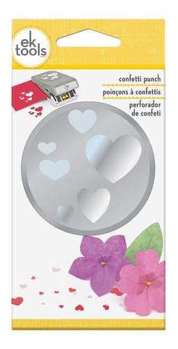 Perforadora de papel Ek Tools Confete Punch con 6 agujeros en forma de corazón gris