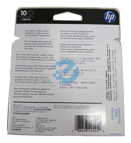 Cartucho Hp 10 Negro Original C4844a Vigente Verificable