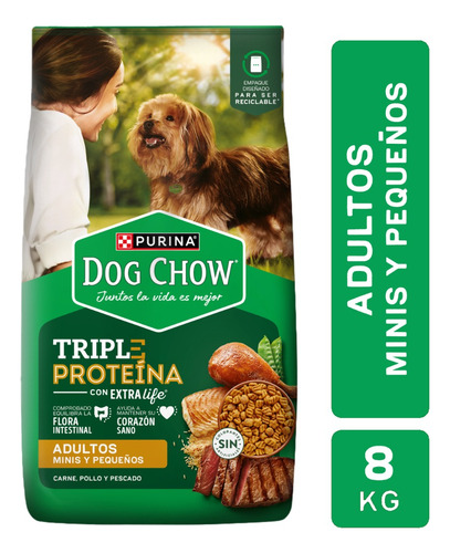 Dog Chow Triple Proteina Adulto Mini & Pequeño 8 Kg