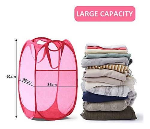 Cesta Plegable Malla Ropa Asas Resistentes Almacenamiento Vi