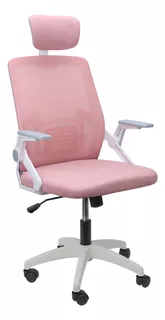 Silla de escritorio Boen YT-588 ergonómica rosa y blanca con tapizado de mesh