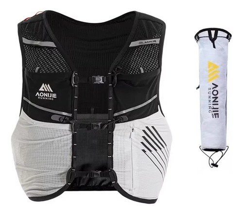 Chaleco Hidratacion 5lts Portabastones Trail Running Aonijie Negro/blanco Talle Xl