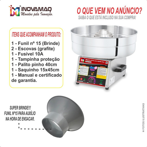 Imagem 7 de 8 de Maquina De Algodão Doce Industrial + 12 S/juros + Kit