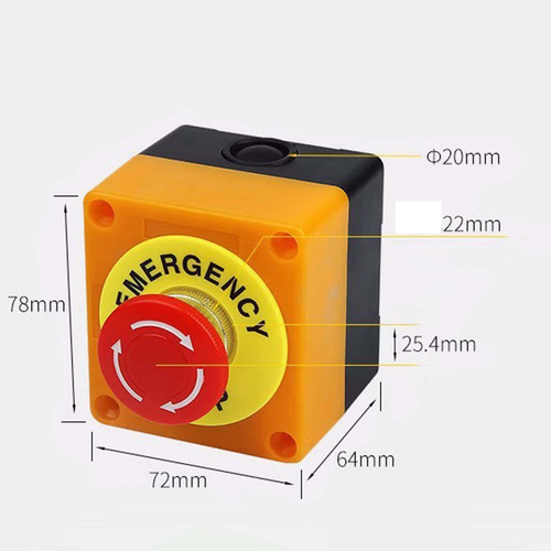 Botón De Emergencia Con Caja, Señalización En Rojo,