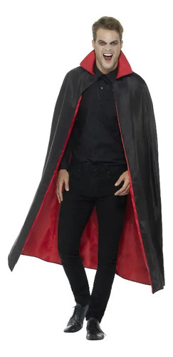 Capa Disfraz Dracula Reversible Negro/rojo Sin Capucha 130cm