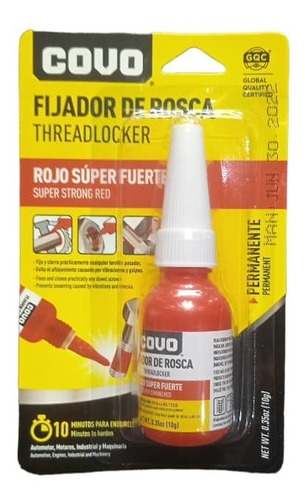 Fijador De Rosca O Traba Rosca En Rojo Covo 10g Pack 3