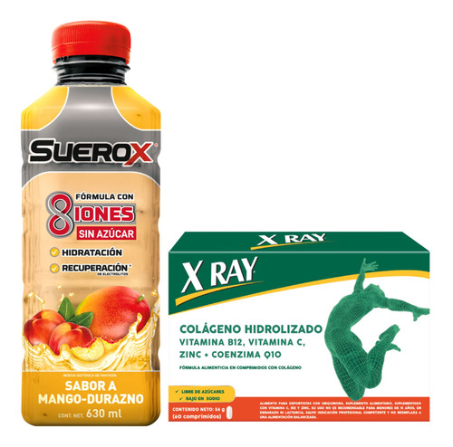 X-ray Colágeno 60 Comp+ Suerox Mango-durazno 630 Ml