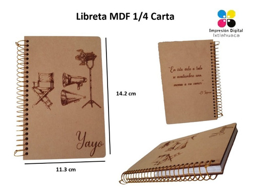 Paquete De 5 Libretas Mdf 1/4 Carta 14.2x11.3 Cm