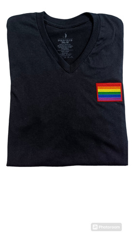 Playera Cuello V Henley Bandera Lgbt Moda Pride Arco Iris Bo