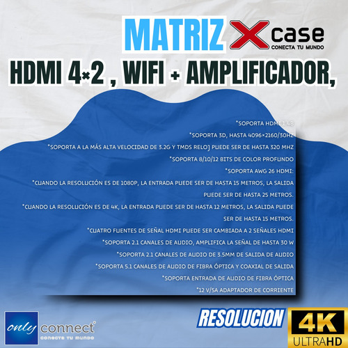 Matriz Xcase Hdmi 4x2 Wifi + Amplificador