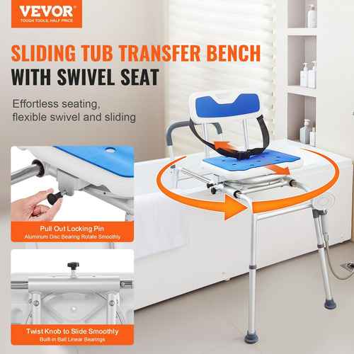 Silla Deslizante Bañera Ducha Asiento Giratorio 360 Grados