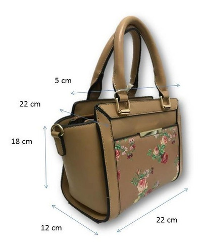Imagen 6 de 6 de Bolso De Dama Mini Tote Diseño Flores Con Correa Ajustable