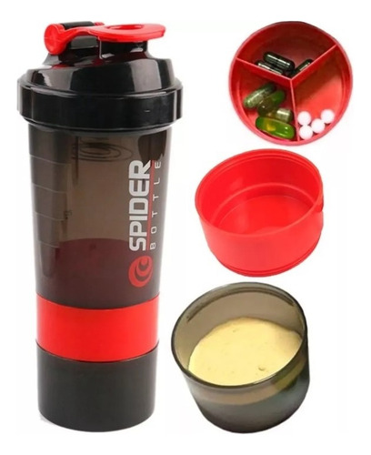 Shaker 3 En 1, Botella Mezclador Batidos Proteina 500ml Gym
