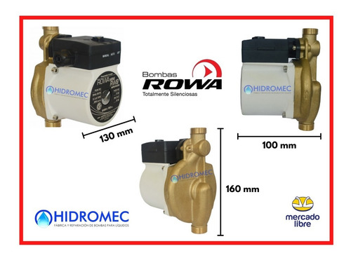 Imagen 2 de 7 de Bomba Presurizadora Rowa Mini Rw 9 Bronce Hasta 2 Baños 220v
