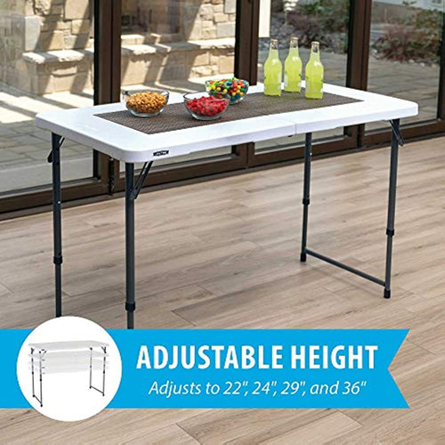 Imagen 2 de 5 de Mesa Plegable Para Acampar Y Ajustable 4 Pies, Blanco
