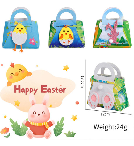 Bolsa De Dulces De Pascua Portátil Diy Tote Snacks Conejo B