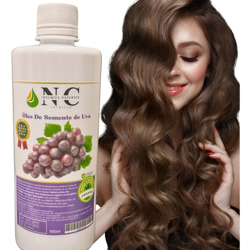 Óleo De Semente De Uva Puro E 100% Natural 500ml Com Laudo Fragrância Natural Sem Fragancia