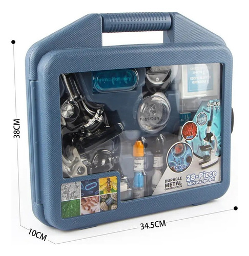 Set Microscopio + Kit De Accesorios 1200x Maletin Plastico