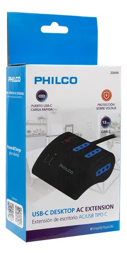 Extensión De Escritorio 3 En 1 Ac/usb/usb-c Philco