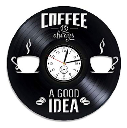 Kovides - Reloj De Pared De Vinilo Para Café Cafetería Café 