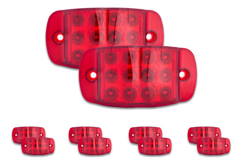 10 Plafones Laterales 12 Leds Luz Alta Y Baja Roja Tunelight