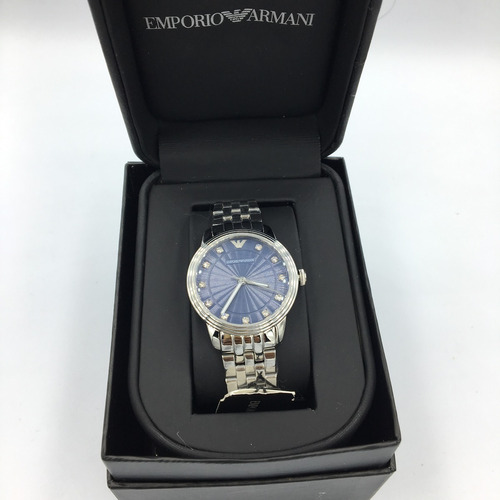 Reloj Emporio Armani Ar1653 Plateado-azul Envi Gratis Hombre