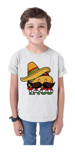 Ropa Para Niños Playera Blanca De Comida Mexicana De Moda