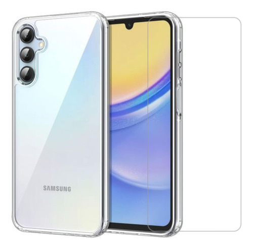 Funda Silicon Case Transparente Para Samsung A15 + Mica Hd