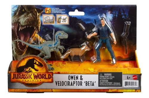 Set Jurassic Wolrd Dominion Owen Velociraptor Beta - Mattel