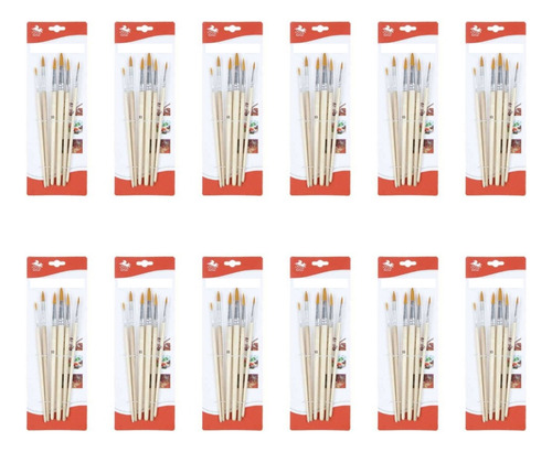 Pack 12 Pinceles Para Acrílica Témpera Acuarela Cerdas Finas