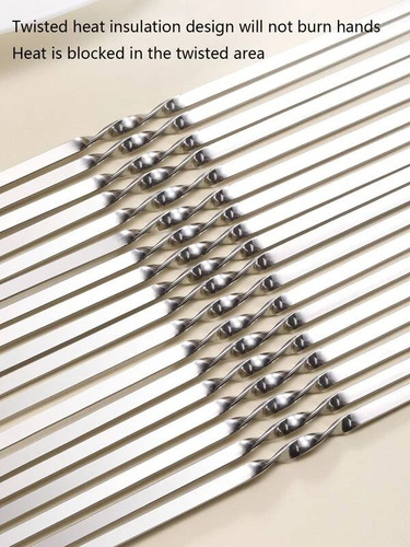 Brochetas Acero Inoxidable 10 Piezas 33 Cm Parrilla Barbacoa
