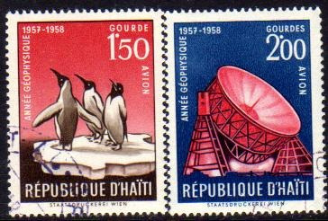 Haití Serie Aérea X 2 Sellos Usados Pingüinos = Espacio 1958