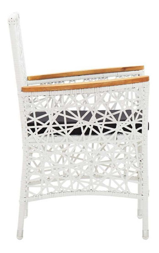 Sillas De Exterior 2 Piezas Con Cojines Poly Rattan Blanco