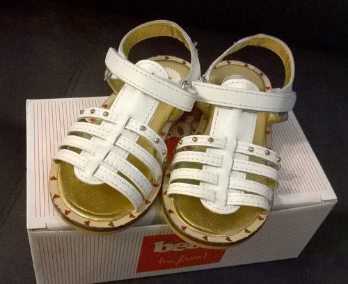 Beb's Sandalias Blancas De Cuero Nena Nº 25 Nuevas