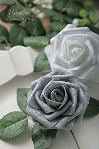 Rosas Artificiales C/tallo Realistas 50u/7.6cm/ Plata Gris | Envío gratis