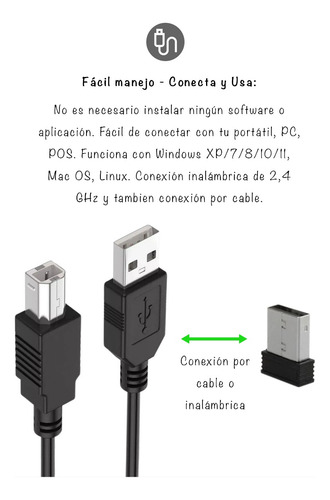 Imagen 8 de 10 de Lector Codigo Barras Laser Inalambrico Conexion Usb Soporte.