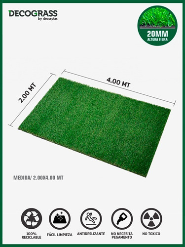 Grass Sintético Decograss Modelo Garden 20mm Verde 2.00x4.00