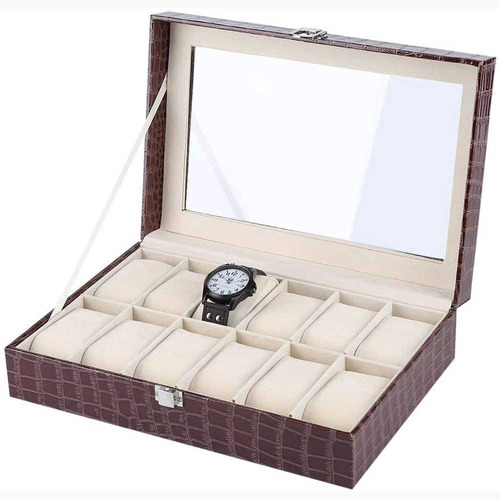 Organizador Porta Reloj Piel De Cocodrilo Caja 12 Relojes