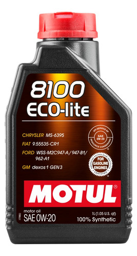 Aceite Motor Auto Motul 8100 0w20 Ecolite Dexos1 Api Sp 1l