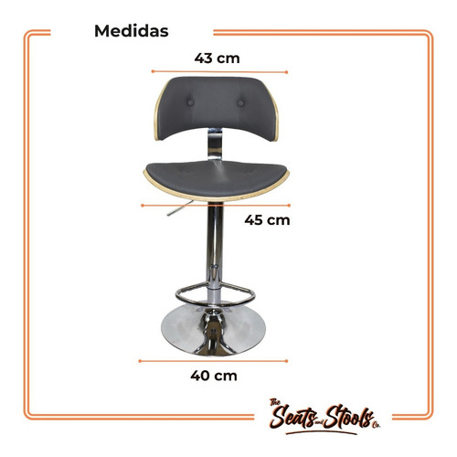 Set 2 Banco Silla Barra Giratorio Ajustable Century Gris Msi