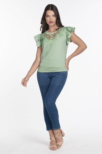 Blusa Dama Verde Manga Corta Mundo Terra 154512