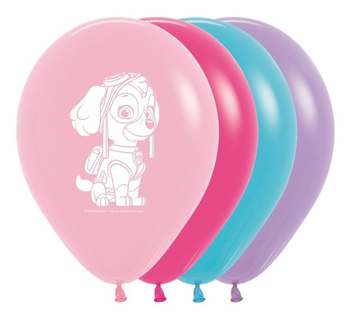 Globo R12 (30cm)x10 Sempertex Paw Patrol Niña Bomba