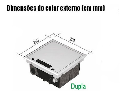 Caixa Piso Elevado Dupla 2x2 Sqr Aluminio 12 Tomadas Dutotec