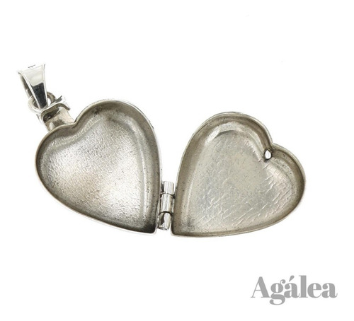 Dije Relicario Corazón Liso De Plata Ley .925 Mamá Agálea