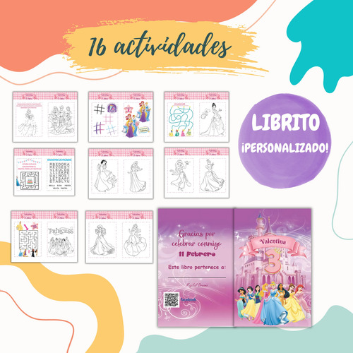 Libro Para Colorear Princesas Personalizado 20 Unidades