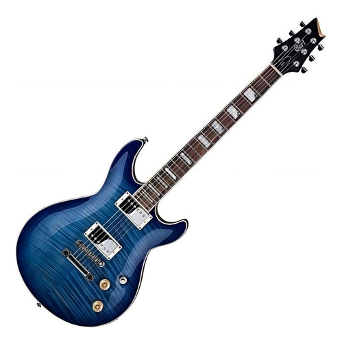 Guitarra eléctrica Cort M Series M600 double-cutaway de tilo bright blue con diapasón de palo de rosa