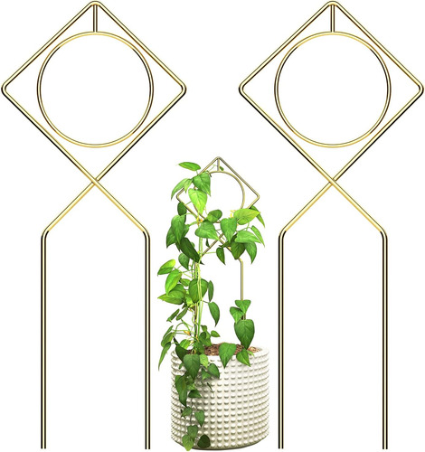 Small Trellis For Potted Plants (pack Of 2), Gold Metal...